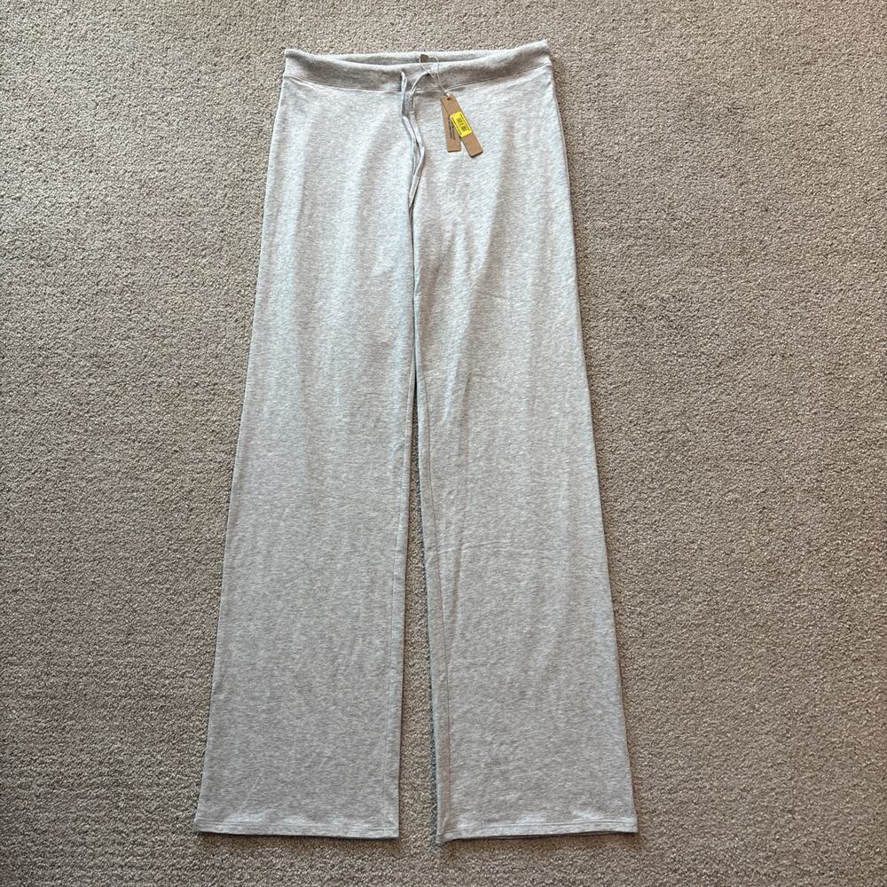Skims Cotton Jersey Straight Leg Pant Light Heather Grey Size S 32” In NWT